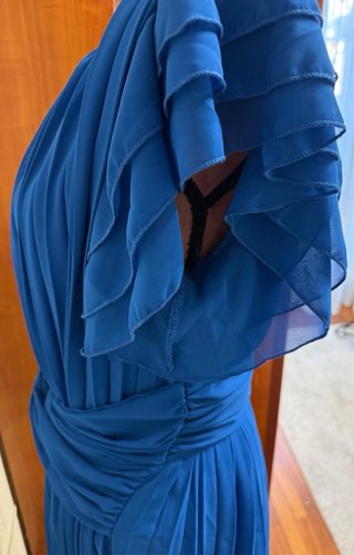 Vestido largo azul plisado talla 42