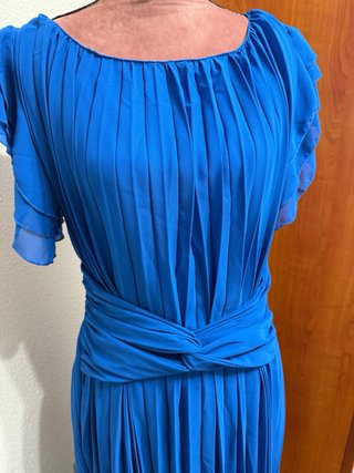 Vestido largo azul plisado talla 42