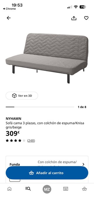 Sofá Cama Gris Claro Ikea Nyhamn