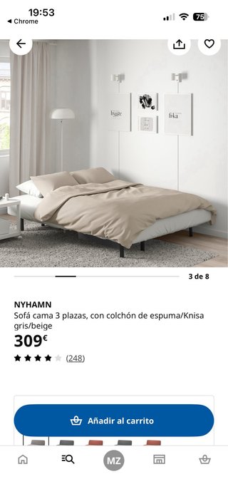 Sofá Cama Gris Claro Ikea Nyhamn