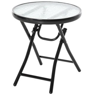 Mesa Jardín Vidrio Plegable Redonda Negra Ø45