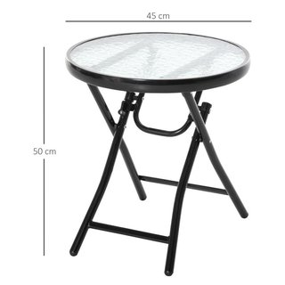 Mesa Jardín Vidrio Plegable Redonda Negra Ø45