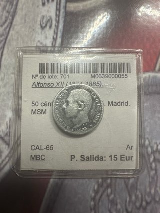 Moneda Alfonso XII 50 céntimos 1885