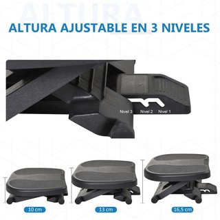 Reposapiés Ajustable Altura Ángulo Masaje Negro
