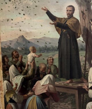 Antico Dipinto Scena Religiosa con Cornice