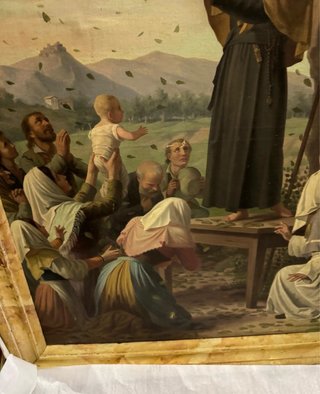 Antico Dipinto Scena Religiosa con Cornice