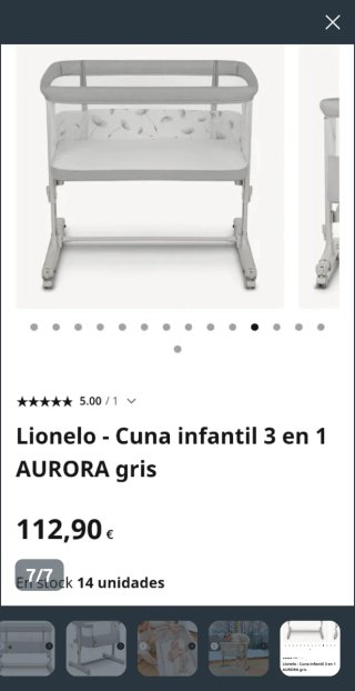 Cuna infantil Lionelo Aurora gris