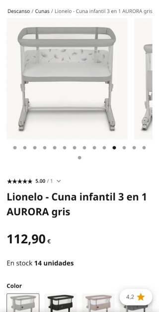 Cuna infantil Lionelo Aurora gris