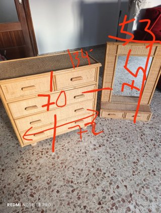 Entradita de mimbre con espejo