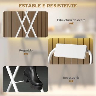 2 Taburetes Bar Plegables con Respaldo Blancos