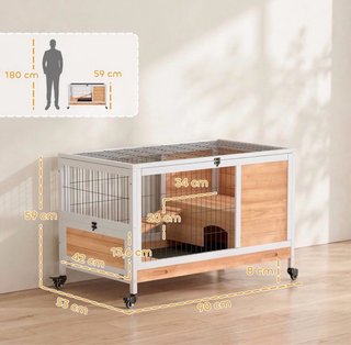 Jaula para Conejos PawHut Madera con Rampa