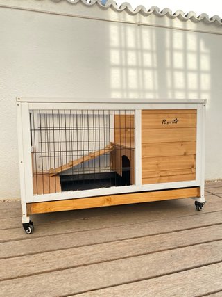 Jaula para Conejos PawHut Madera con Rampa