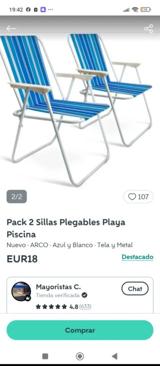 Pack 2 Sillas Plegables Playa ARCO