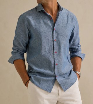 Camisa Italiana Azul Estampada