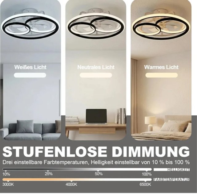 Ventilador Techo LED Diseño Aros Cruzados
