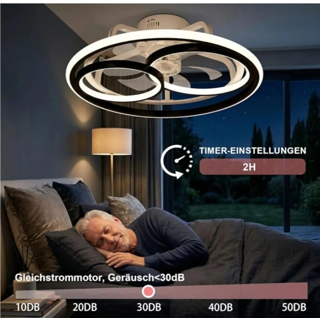 Ventilador Techo LED Diseño Aros Cruzados