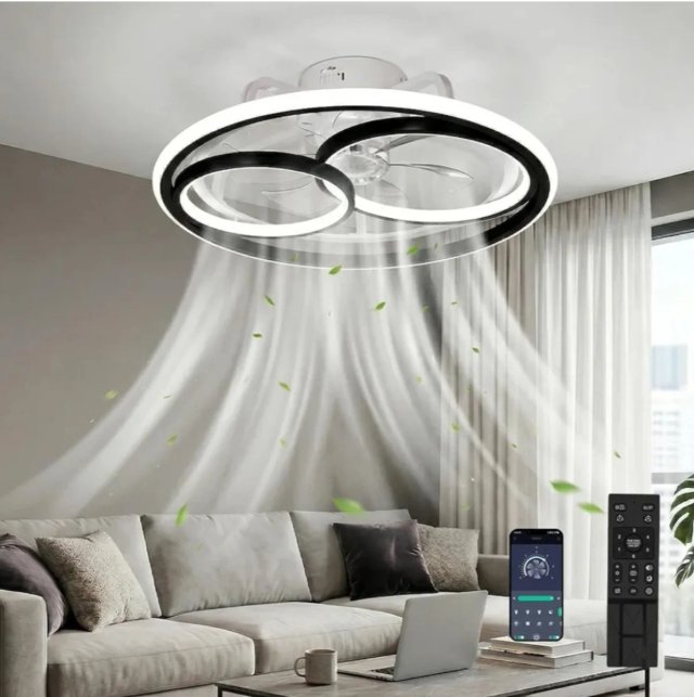 Ventilador Techo LED Diseño Aros Cruzados