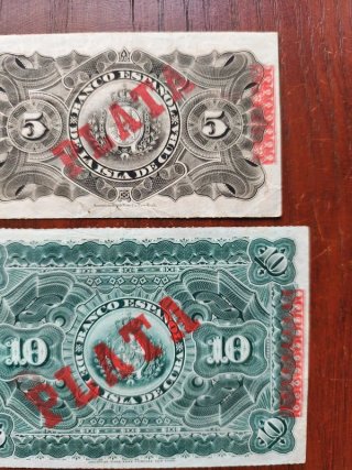 Lote billetes 5 y 10 Pesos Banco Español Cuba