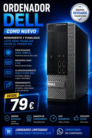 Ordenador sobremesa Dell i5 8GB RAM Disco duro SSD