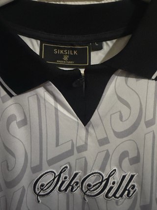 Camiseta Polo SikSilk Gris y Negra Talla L