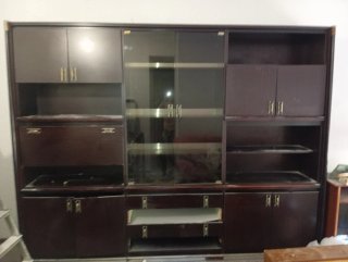 Mueble Comedor Madera Cristal Años 80