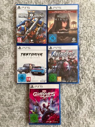 Lote 5 Juegos PS5: Space Marine, AC Mirage, Avenge