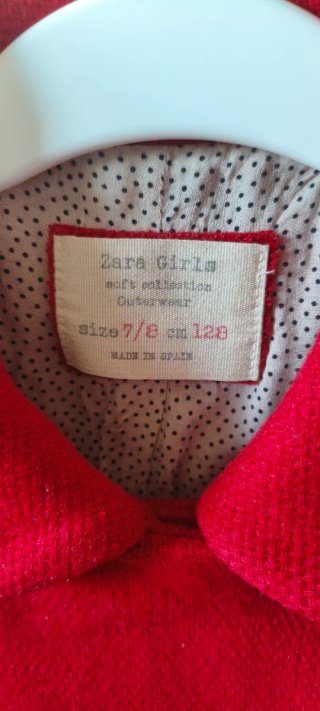 Abrigo paño rojo niña talla 128