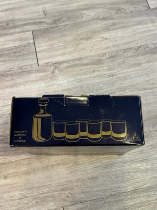 Juego licorera y 6 vasos cristal Artividro vintage
