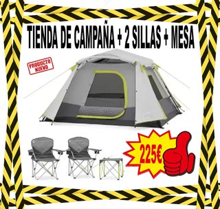 Tienda campaña + 2 sillas + mesa