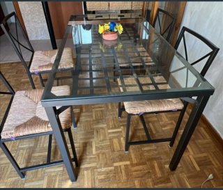 Mesa y 4 Sillas IKEA Granás (Forja y Cristal)