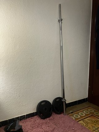 Barra de pesas (de rosca) + 2 discos de 2.5kg.