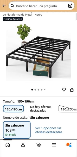 Base Cama Metálica Negra 150x190cm