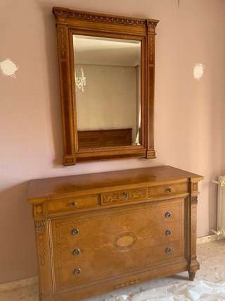 Cómoda y espejo madera maciza