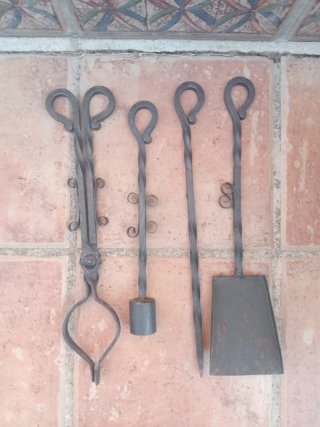 Set Vintage de chimenea negro y dorado