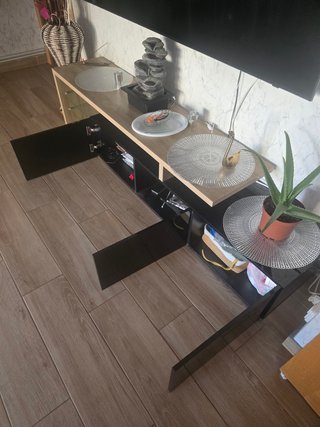 Mueble TV salón 3 compartimentos brillante