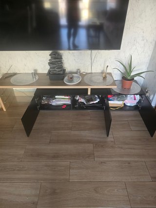 Mueble TV salón 3 compartimentos brillante