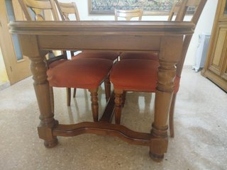 Mesa comedor extensible + 8 sillas madera maciza