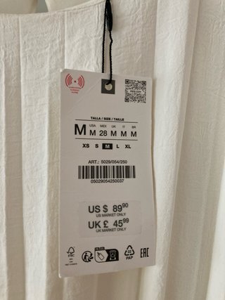 Vestido Zara plisado blanco Talla M