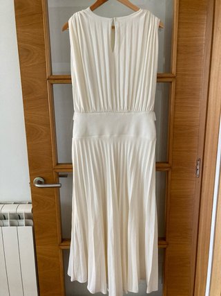 Vestido Zara plisado blanco Talla M