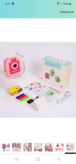 Cámara infantil rosa con accesorios nuevo precinta