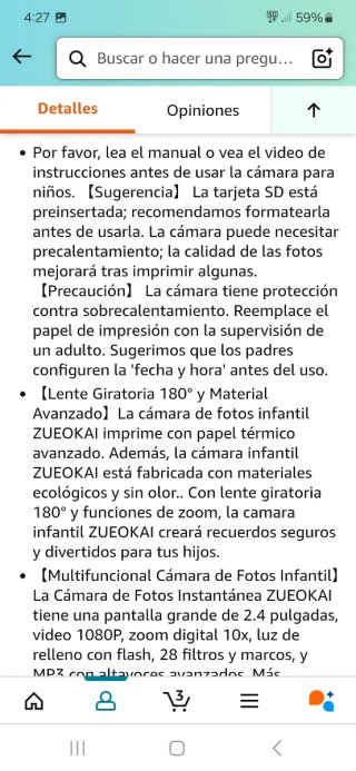 Cámara infantil rosa con accesorios nuevo precinta