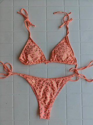 Bikini Shein Naranja Leopardo Talla M