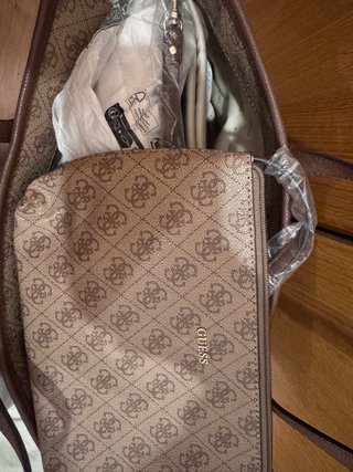 Bolso Shopper Guess Power Play Beige/Marrón