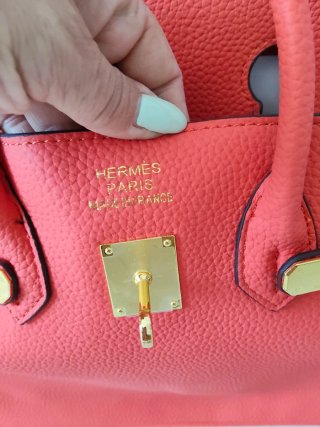 Bolso Hermes Estilo Birkin Naranja Dorado