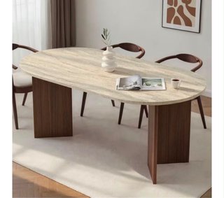 Mesa de comedor piedra y madera