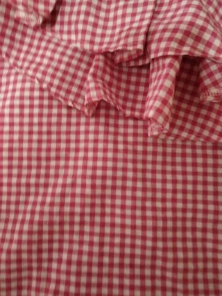 Camisa cuadros volantes cuello barco rosa