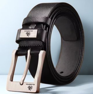 Cinturón de cuero negro para hombre
