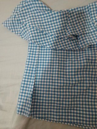 Camisa cuadros volantes azul y blanco