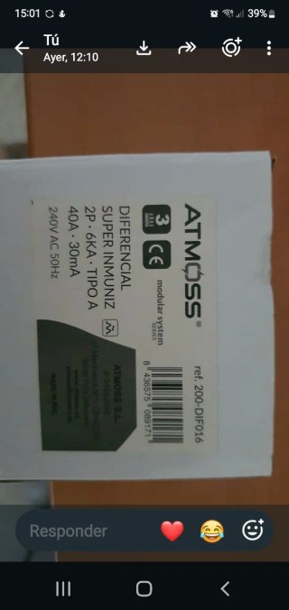 Diferencial Atmos 2P 6kA 40A 30mA Tipo A