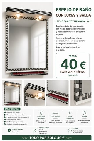 Espejo Baño con Luz LED